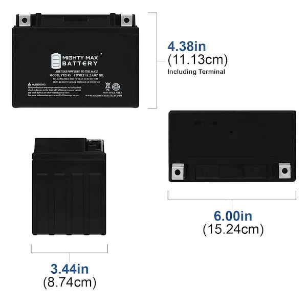 YTZ14S 12V 11.2AH Replacement Battery Compatible With Honda, Yamaha, KTM, BMW - 2PK